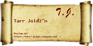Tarr Jolán névjegykártya
